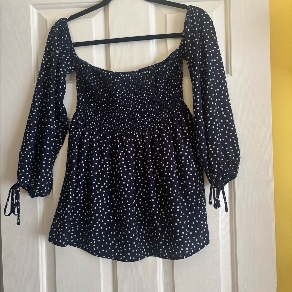 Living Doll Navy Polka Dot Blouse